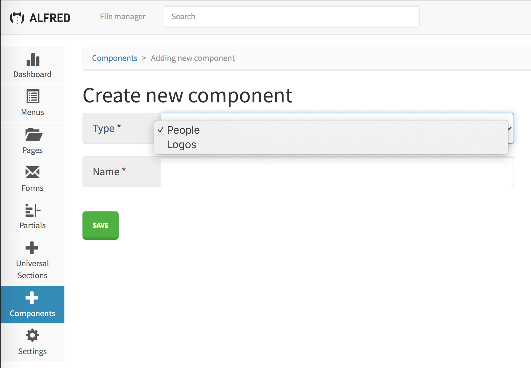 Adding a component - example