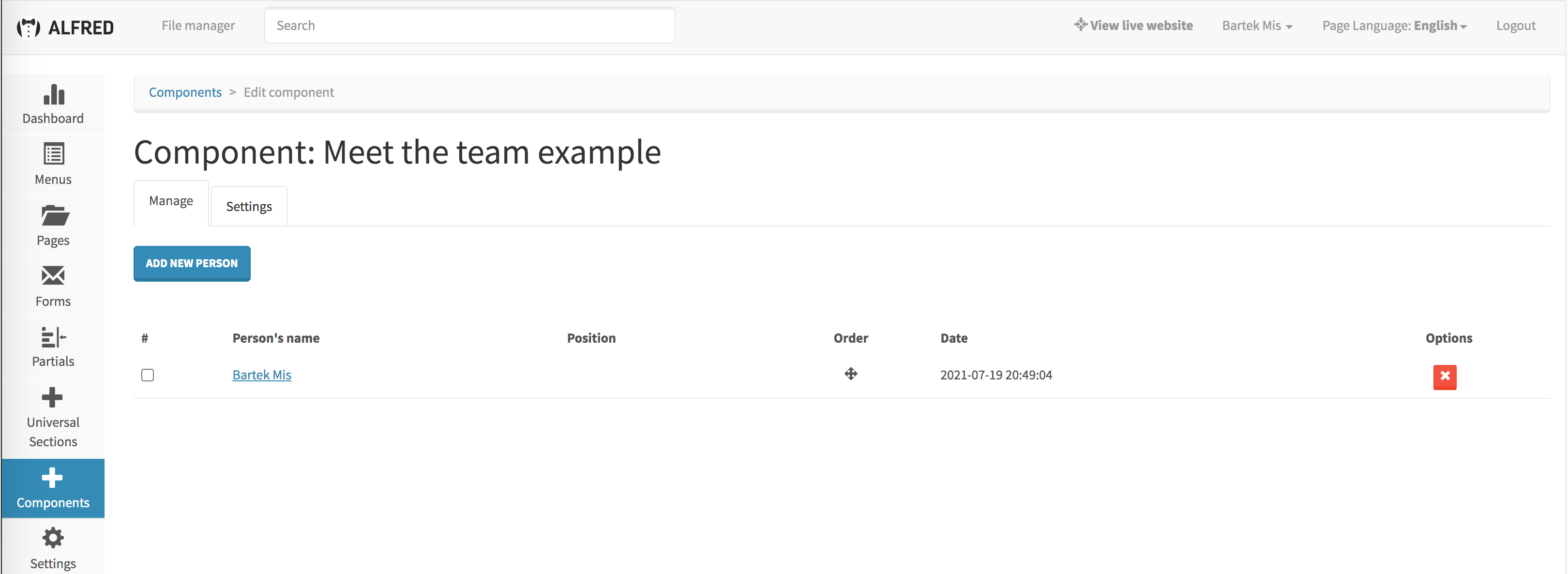 Example of a component - People component.
