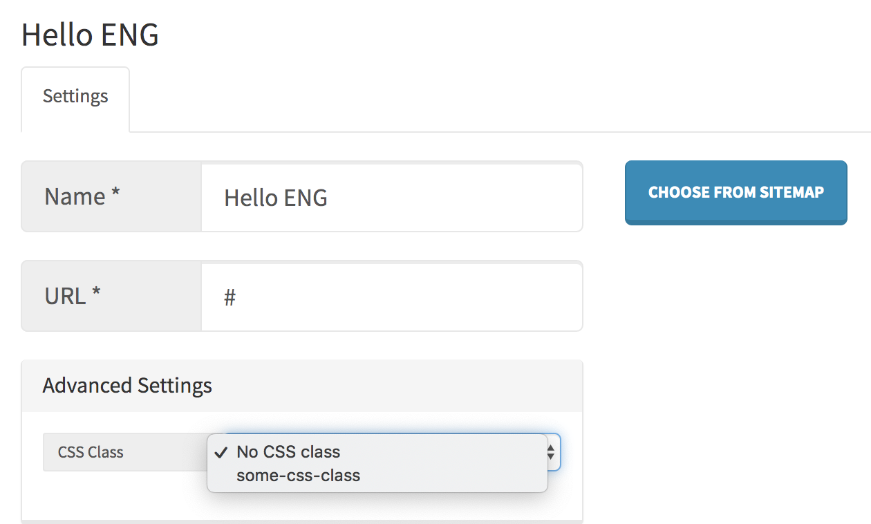 Ability to set CSS class in a menu item.