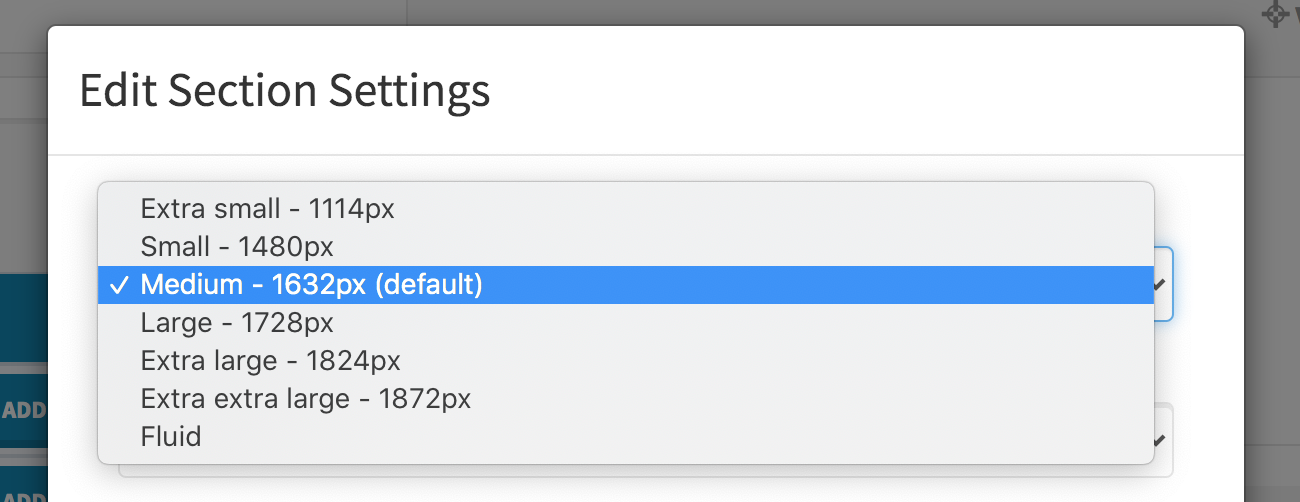 Container sizes example.